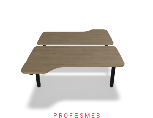 Biurko typu Bench z elektryczną regulacją wysokości blat kształtowy z zaokrąglonymi rogami 1600 x 2090 mm Ogi Drive Bench 