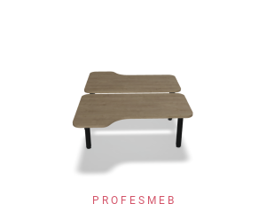 Biurko typu Bench z elektryczną regulacją wysokości blat kształtowy z zaokrąglonymi rogami 1400 x 1890 mm Ogi Drive Bench