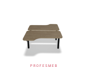 Biurko typu Bench z elektryczną regulacją wysokości blat kształtowy z zaokrąglonymi rogami 1400 x 1890 mm Ogi Drive Bench