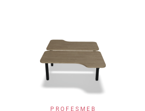 Biurko typu Bench z elektryczną regulacją wysokości blat kształtowy z zaokrąglonymi rogami 1400 x 1890 mm Ogi Drive Bench 