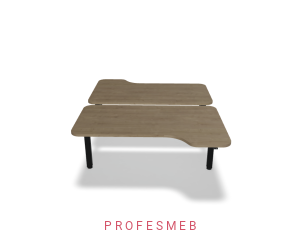 Biurko typu Bench z elektryczną regulacją wysokości blat kształtowy z zaokrąglonymi rogami 1600 x 2090 mm Ogi Drive Bench