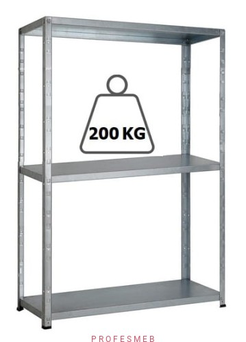 Regał warsztatowy ocynkowany przemysłowy na sekcje produkcji i warsztaty skrecany srubowo 3 polkowa mocna solidna PROFESMEB polecana 200kg udzwig.jpg