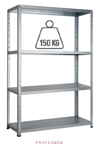 Regał magazynowy malowany przemysłowy na sekcje produkcji i warsztaty skrecany srubowo 4 polkowa mocna solidna PROFESMEB polecana 150kg udzwig.jpg