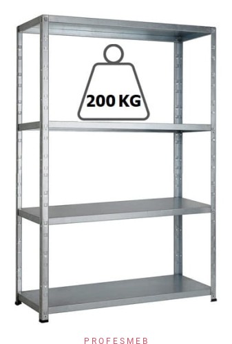 Regał magazynowy malowany przemysłowy na sekcje produkcji i warsztaty skrecany srubowo 4 polkowa mocna solidna PROFESMEB polecana 200kg udzwig.jpg