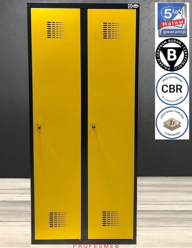 SUM 420 Wst kolorowa szafka ubraniowa do szatni pracowniczej BHP 800 Malow Grafitowo żółta Profesmeb Mebiuro, szafa metalowa szatniowa socjalna