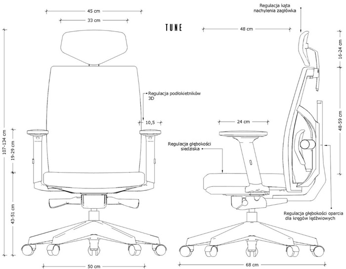 wymiary-fotela-biurowego-TUNE-z-zaglowkiem-sklep-profesmeb