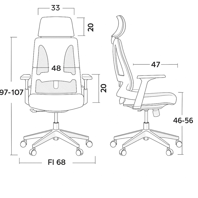 Krzesło do biura ergonomiczne regulowane OLTON-H PROFESMEB podparcie ledzwi