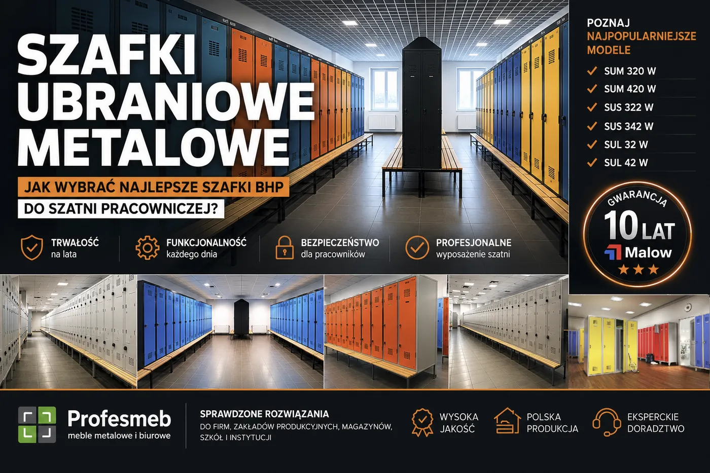 Szafki metalowe BHP ubraniowe do szatni dla pracowników od producenta Malow